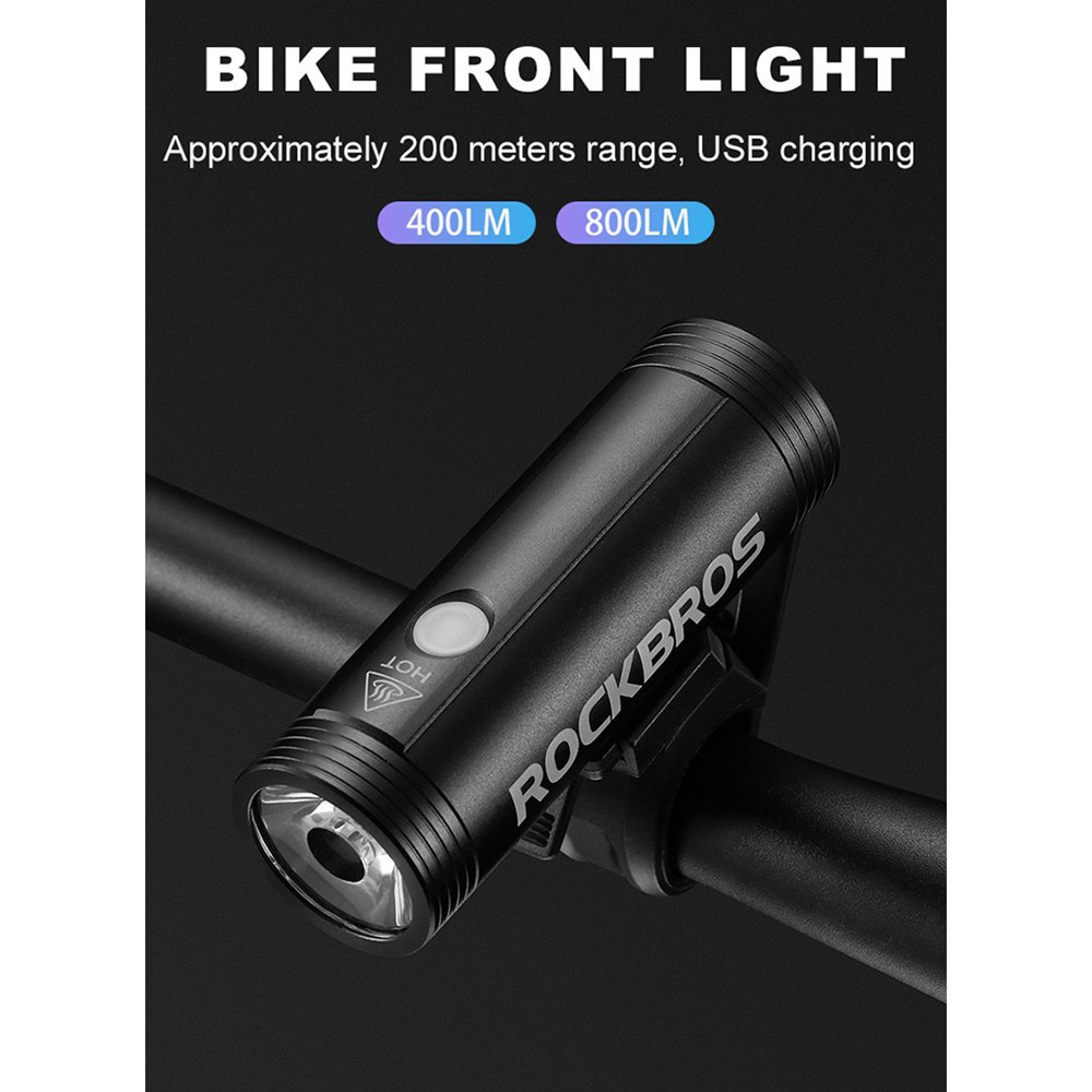 Rockbros Lampu Sepeda USB Rechargeable 2000mAh 400 Lumens R1-400 Black Grab Medan