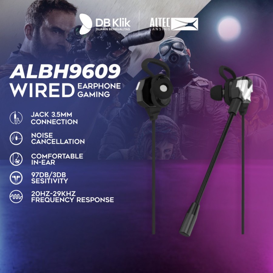 Earphone Gaming ALTEC LANSING ALBH9609 Wired Noise Cancelling-ALBH9609