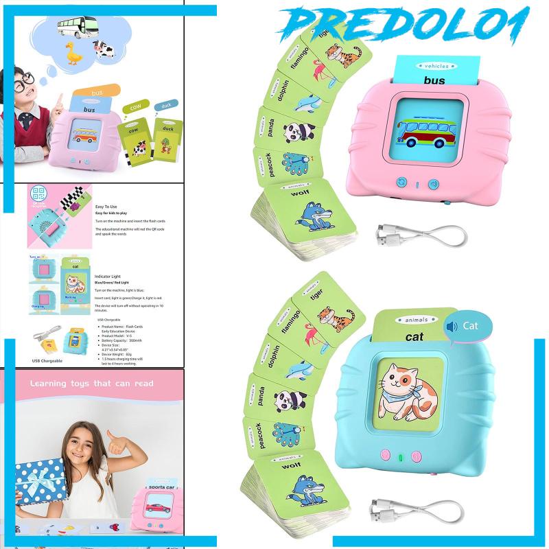 [PREDOLO1] 224Pcs Flash Cards Education Machine Sight Words Talking Toys for Age 2-6