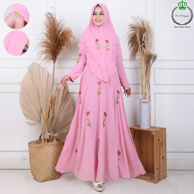 Gamis set terbaru bordir putri ruqayyah
