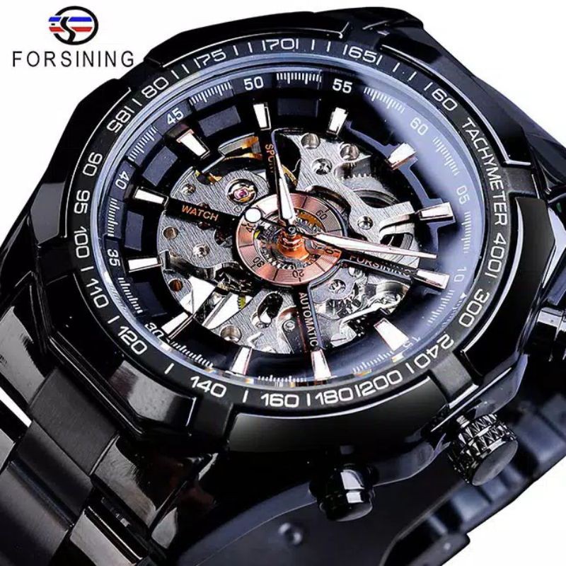 Forsining Automatic Stainless Hitam