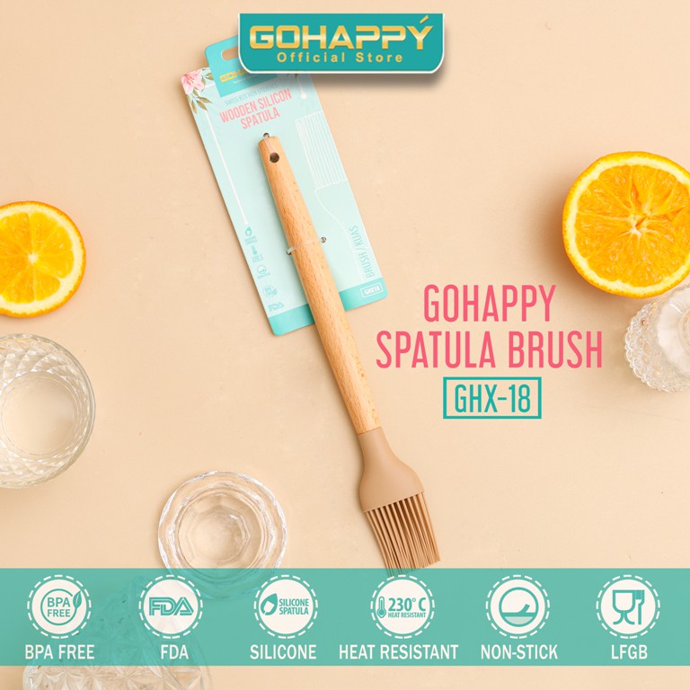 GOHAPPY Kuas Roti Mentega BRUSH CAKE SILICONE GHX18 GRILL PAN BARBEQUE Best quality spatula silikon tidak menggores panci