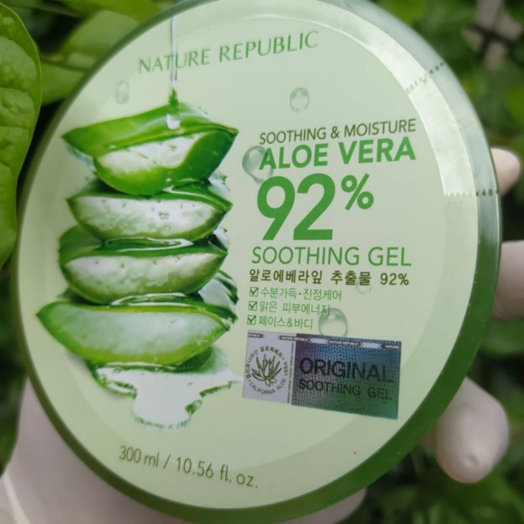 [Original 100%] Exp 2024 NATURE REPUBLIC Aloe Vera  92% Soothing Gel 300ml Jar Logo Original