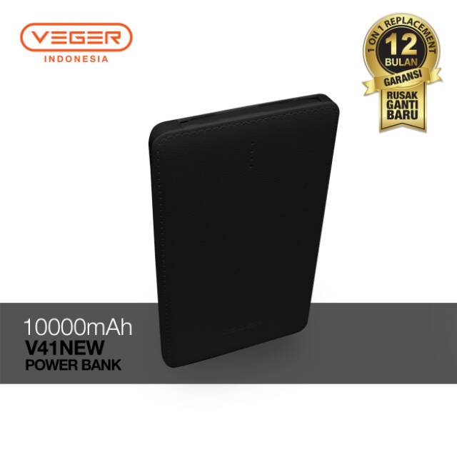 Power Bank  VEGER V41 10000mAh Slim cable Original Garansi 1 Tahun