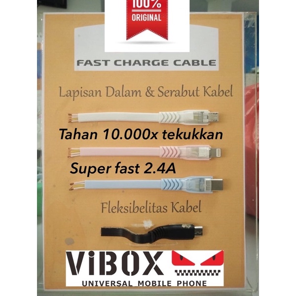 PROMO KABEL DATA VIBOX SHINE MICRO TYPE C IP7 ORIGINAL TERBUKTI KUALITAS PASTI BAGUS