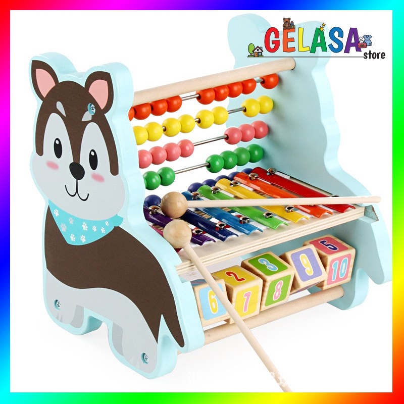 Gelasa Mainan kayu anak  Learning Maze Beads Calculation Frame Baby Toys