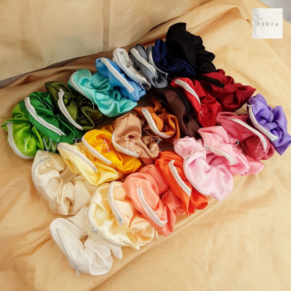 SCRUNCHIE RESLETING GLOSSY -  ikat rambut cepol cemol aksesoris hijab murah multifungsi iketan kunci