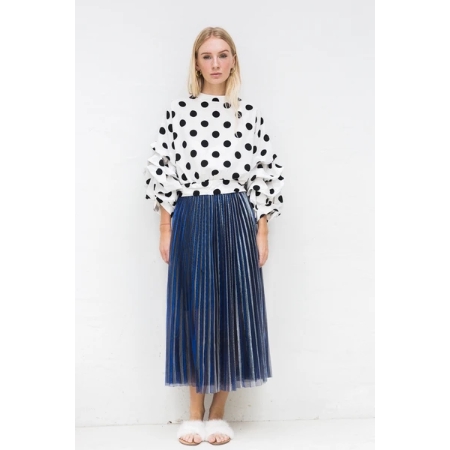 HELLO PARRY DORIS POLKA DOT RUFFLE TOP