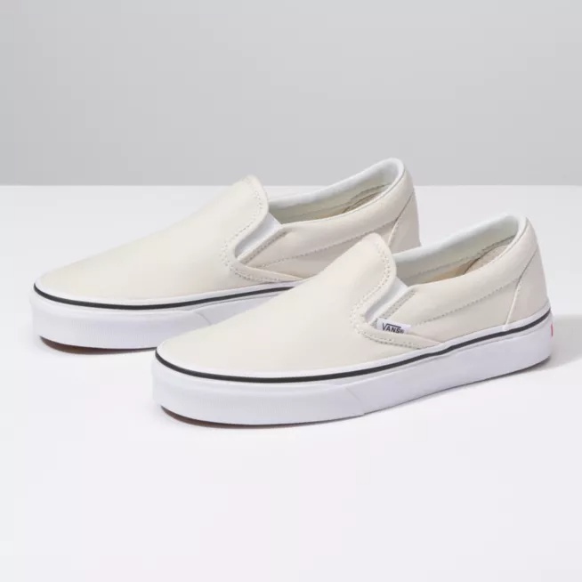 vans slip on cream white