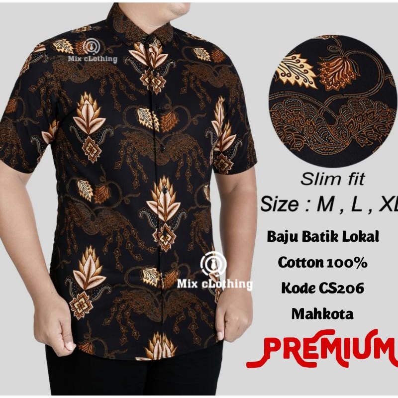 CBS 725 HEM KEMEJA BATIK PRIA SLIM FIT LENGAN PENDEK COLIN DION-CS206