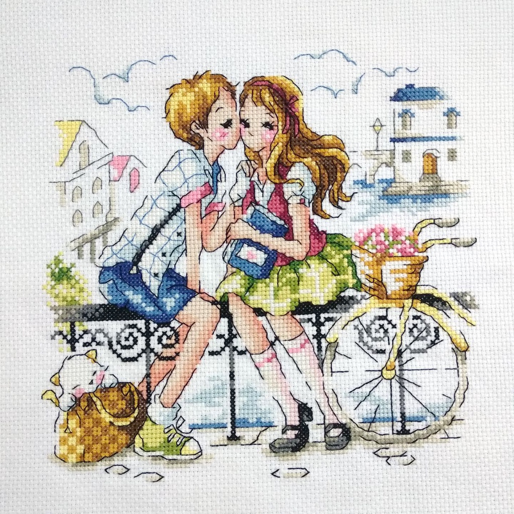 Sulam Kristik Jadi Finished Cross Stitch Tema Couple Pasangan Korea