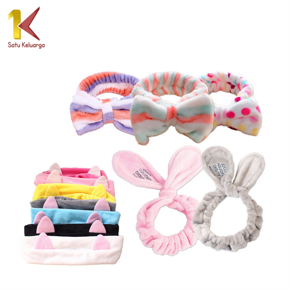 Satu Keluarga Bandana C67-70 Masker Mandi Facial Headband Hairband Korea Model Pita Kelinci Kucing