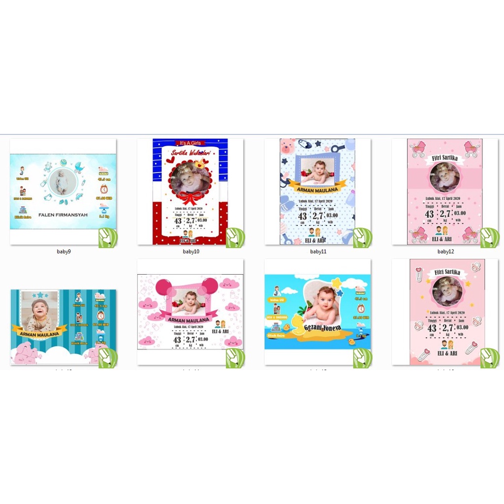 Paket Template Cover Baby Bayi Lucu Terkini Kekinian Format CDR Usaha Percetakan Multimedia Termurah Terlaris NP20