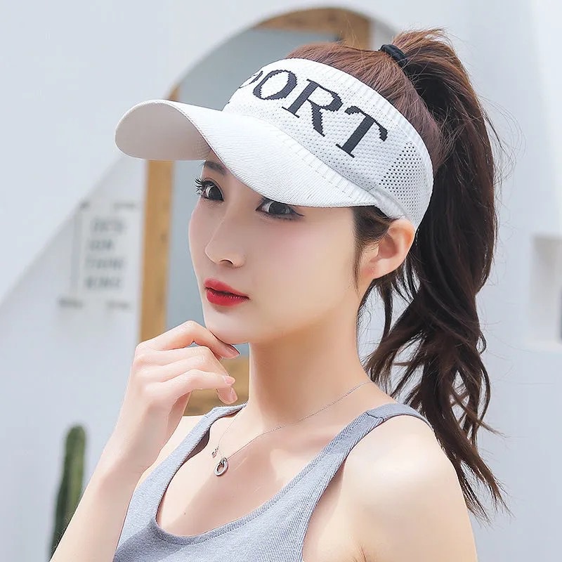 HZ Topi Wanita Knit Visor SPORT Baseball Cap Topi SPORTS Olahraga Rajut Katun Topi Pantai Sunshade