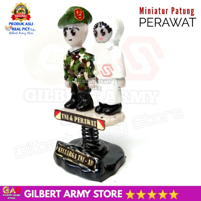 Miniatur Patung Tni Perawat GILBERT ARMY STORE Variasi Baju loreng Putih Pajangan Dashboard Mobil Kado Unik Cendramata Pasangan Couple Keren