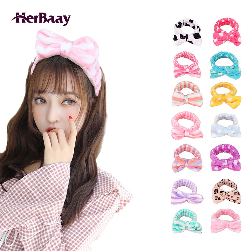 

Herbaay Headband Aksesoris Wanita Model Pita Rambut Bow Bahan Coral Fleece