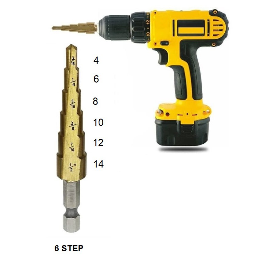 MATA BOR PAGODA HSS BOR KERUCUT STEP DRILL BOR SET TITANIUM BOR BESI KAYU MULTI STEP AA