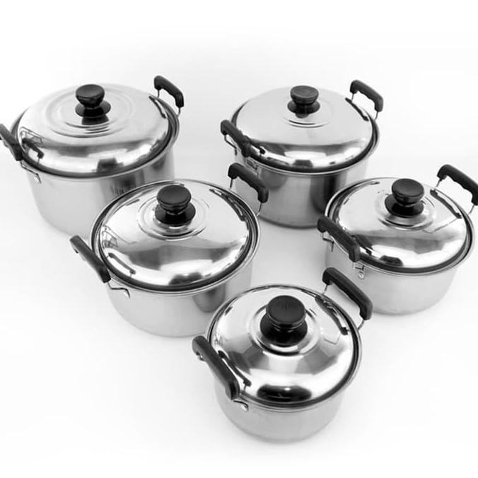 High Pots Panci Set HIGH GRADE STAINLESS STEEL 5 in 1 UGO