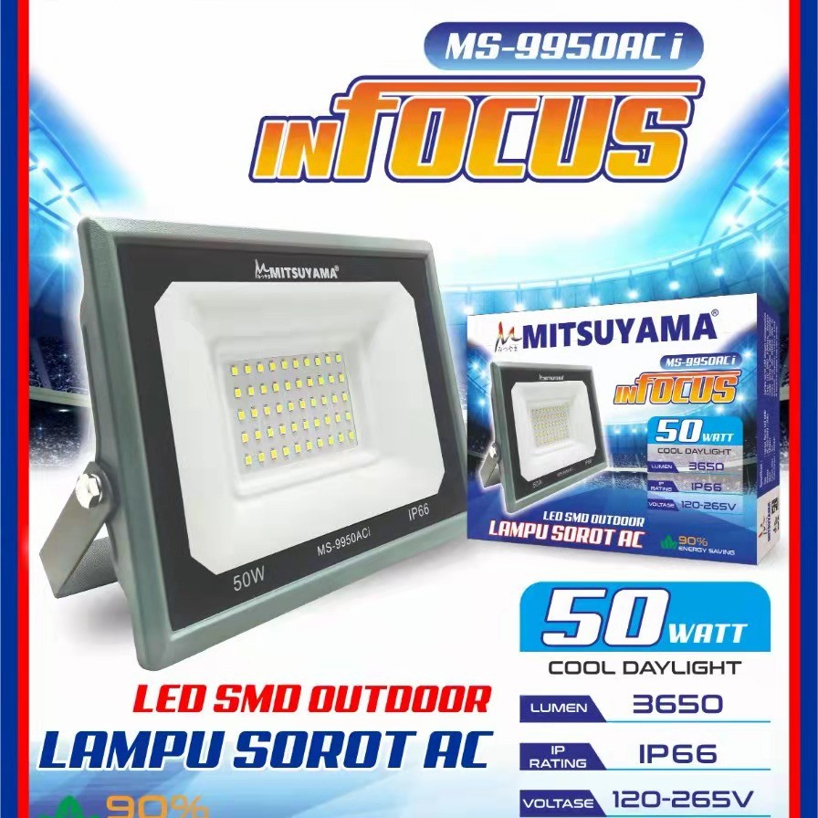 Barangunik2021-Lampu sorot LED AC 50 Watt Mitsuyama MS-9950AC inFocus Colok Listrik