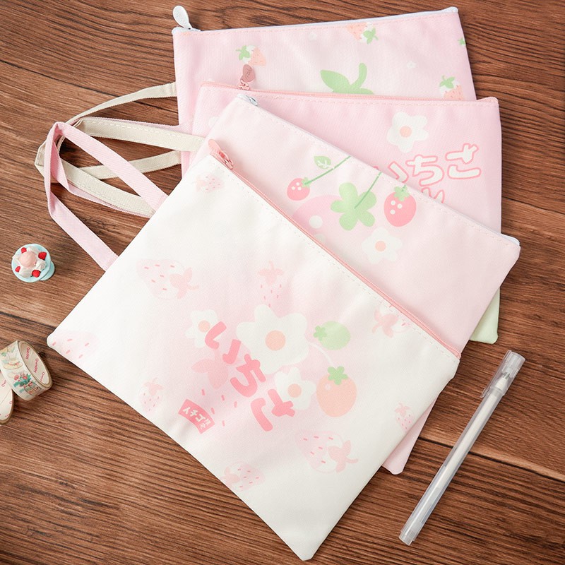 

Strawberry Ichigo Canvas Tote Folder A5 - Tas Dokumen
