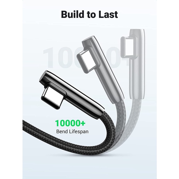 UGREEN Kabel USB-C 90° to USB-A Slim Nylon Braided - US313