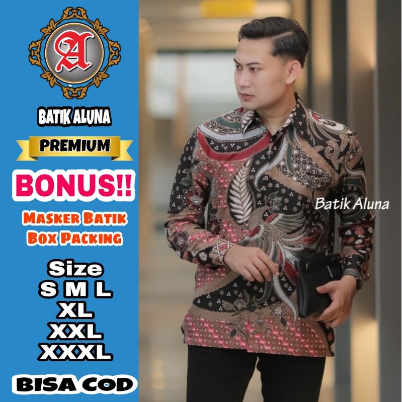 Baju Batik Pria Premium Lengan Panjang Full Furing Batik Solo Pekalongan Batik Reguler Batik Aluna P