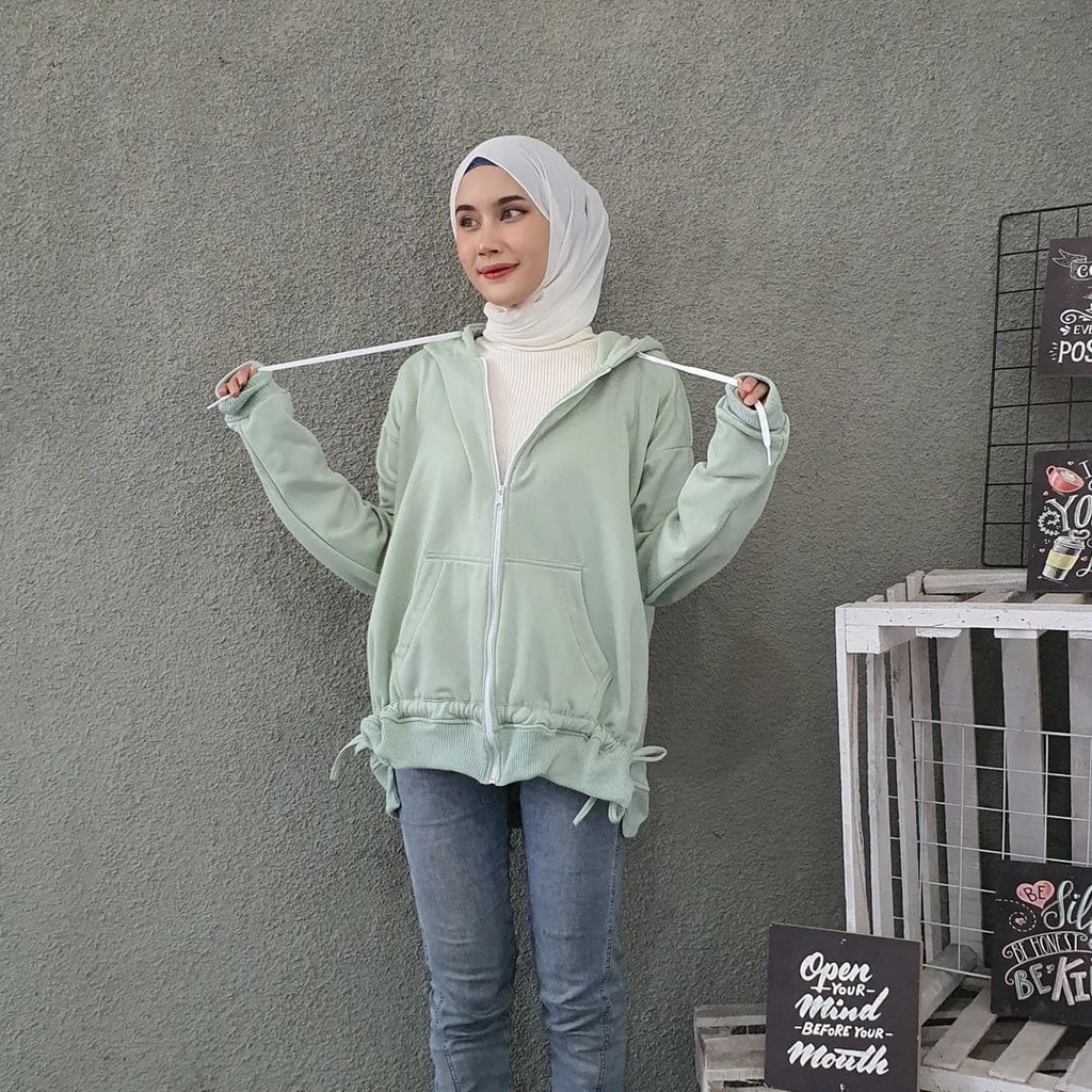 Oversize serut zipper | outer oversize | outer wanita