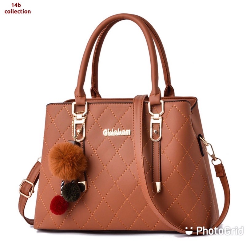 slingbags wanita GHIA bags tas kulit batam plus pompom tas selempang polos simple elegant top handle