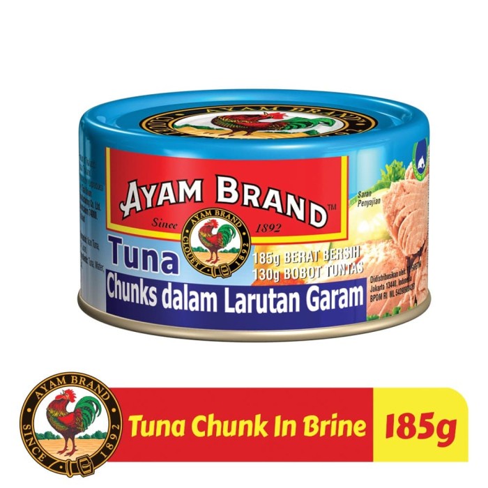 

Ikan Kaleng Paket 24 Pcs Tuna Kaleng Chunk In Brine Ayam Brand 185Gr