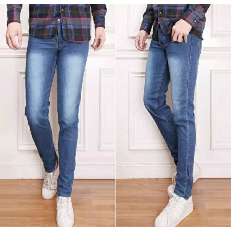 Celana jeans pria pensil bahan strecth (ngaret) size 27-38