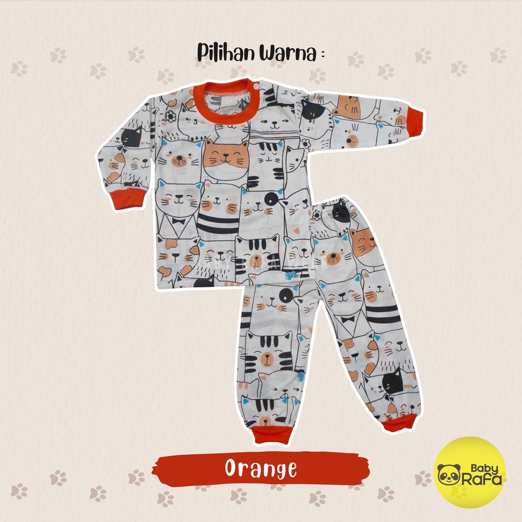 Setelan Piyama Baju Bayi Panjang 3 - 18 Bulan merk Viori motif MEOW KITTEN