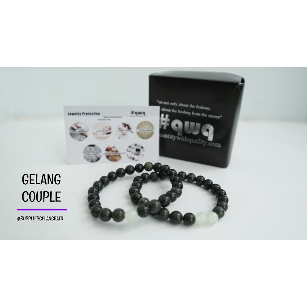 gelang batu FOSFOR BLACK JADE pasangan distance bracelet couple akik