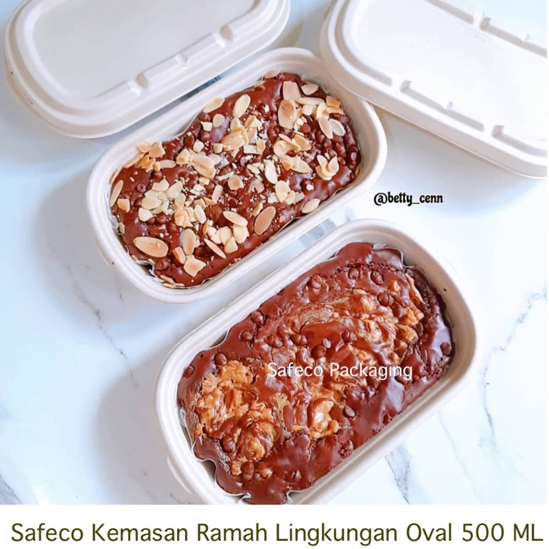 Bagasse Lunch Box Type Oval 500 ML Loyang Tempat Kue Bolu Brownies Alumunium Foil Cup Tray