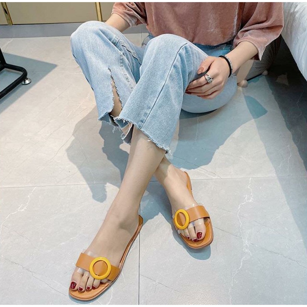 SS2356 sandal Slop Slip On import wanita kekinian model terbaru termurah