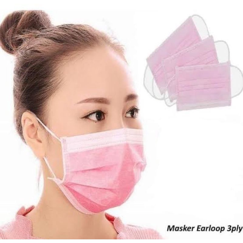 AFM Masker Earloop 3 PLY FACE MASK Disposable Mask Hitam&amp;BIRU