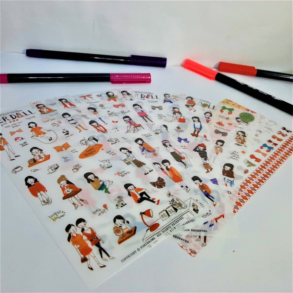 

Stiker Aesthetic tema girly paper doll untuk jurnal / scrapbook / diary