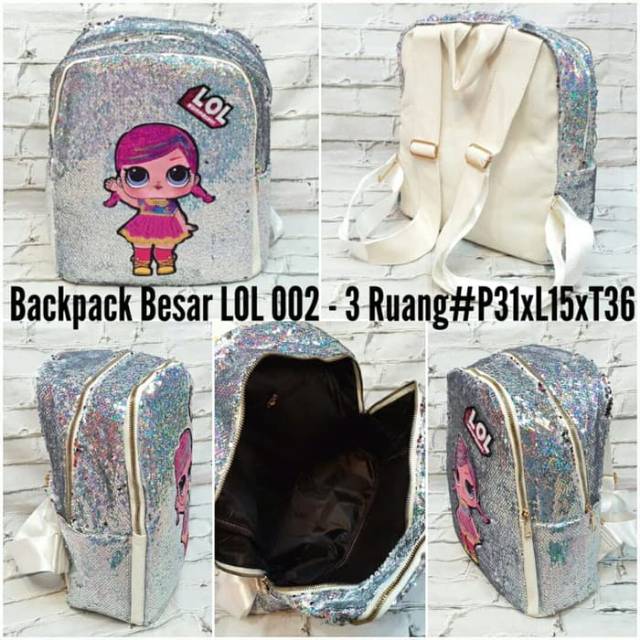Tas Ransel SD Sequin LOL Ukuran 14 Inch Tas Import Tas Sekolah Tas anak