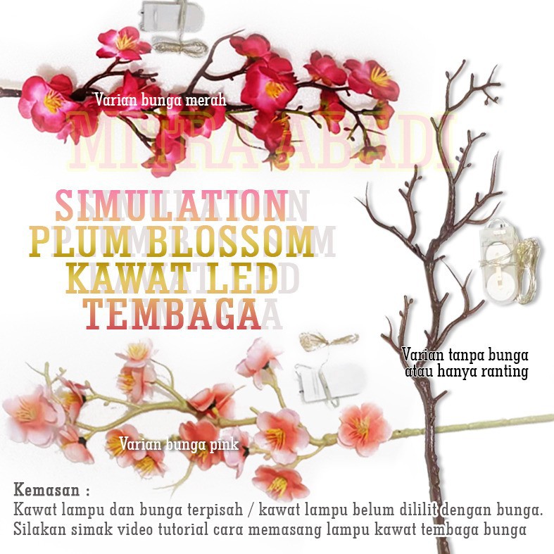 Dekorasi Vas Bunga / Ranting Pohon Lampu LED / Simulation Plum Blossom