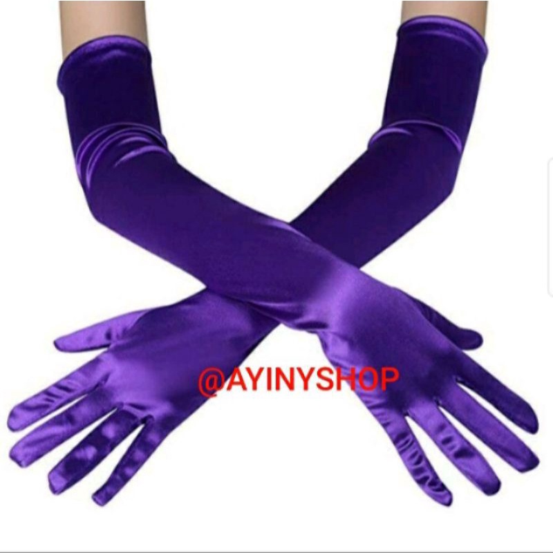 Sarung Tangan Satin Polos-Gloves Satin Panjang Di Atas Siku