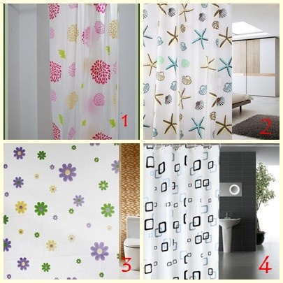 Tirai Kamar Mandi anti air Shower Curtain Bathroom motif waterproof kerang bintang laut Korden WC