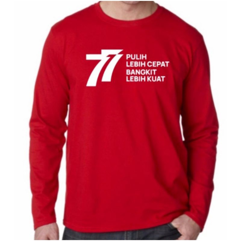 kaos hut ri 77 lengan panjang ll kaos 17 agustus ll kaos kemerdekaan