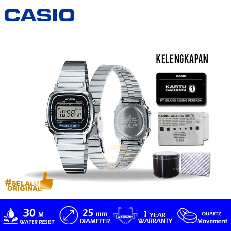 Jam Tangan Casio LA670WA-1DF Dengan BOX Kaleng Original Bergaransi Resmi 1 Tahun