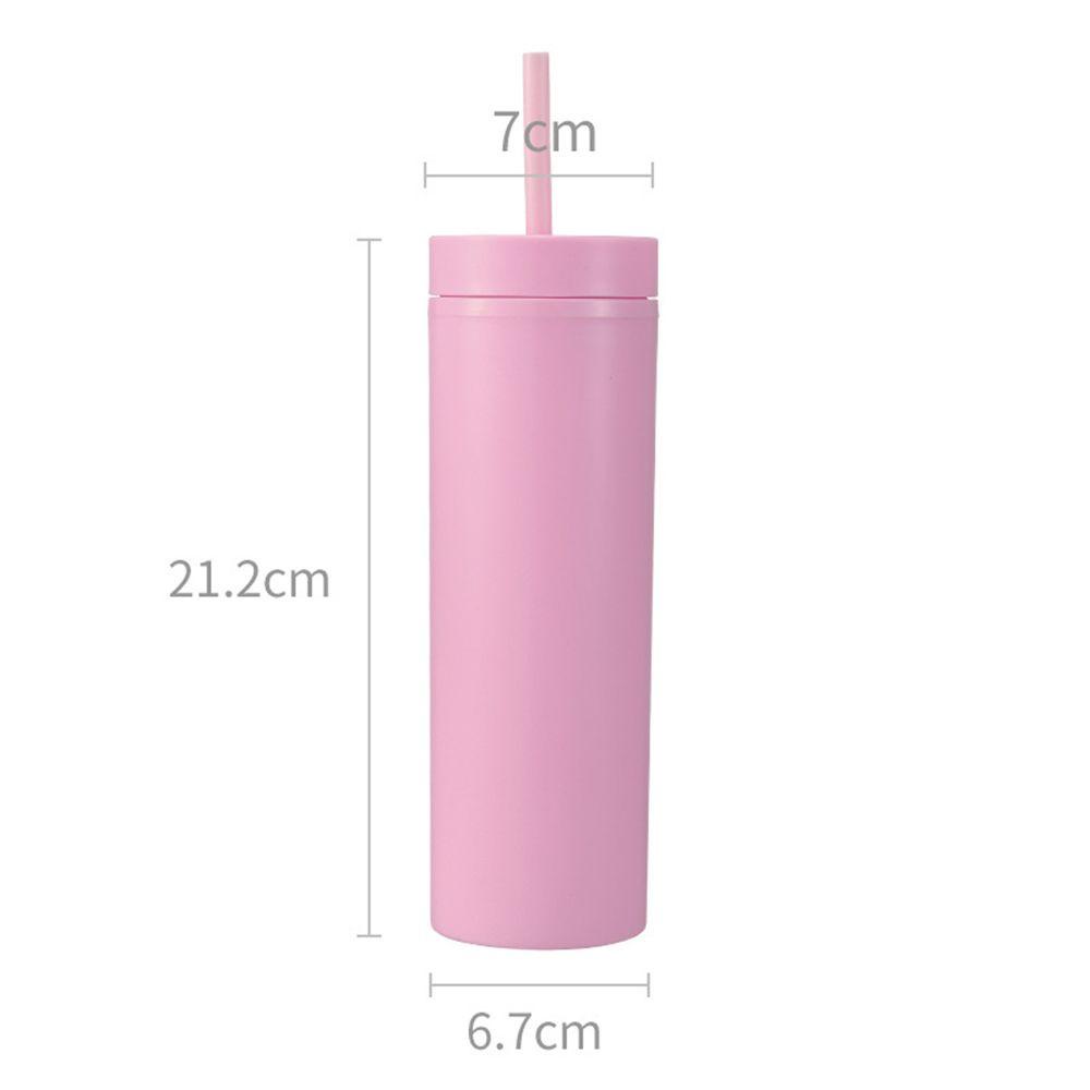 R-FLOWER 16oz Acrylic Skinny Tumbler Multi Color Hadiah Natal Perlengkapan Minum Double Layer Milk Cup