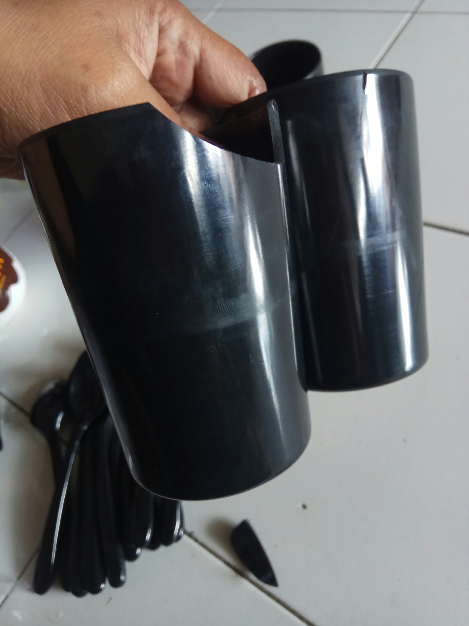 3 Pcs Gelas Melamin Unika - Unica M250 Hitam