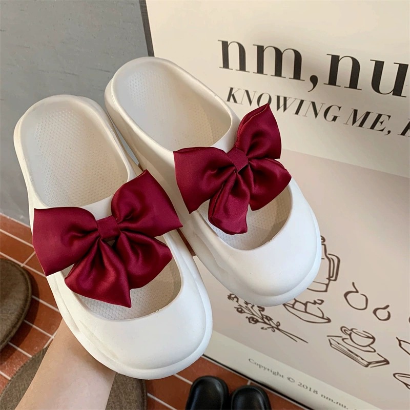 PINKMALL- SANDAL WANITA  SIMPLE KARET NYAMAN IMPORT CLOGS IMPORT ANTI LICIN   dasi kupu-kupu Lucu Keren Terbaru Eva