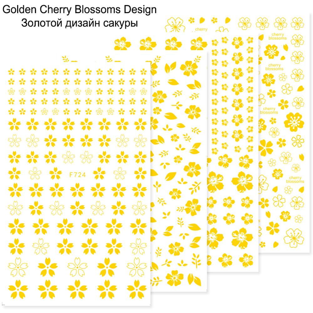 Agustin 3D Bunga Sakura Stiker Kuku DIY Perekat Slider decals Sakura Manicure