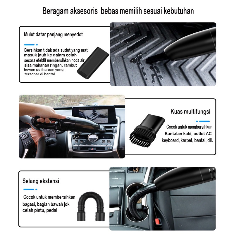 vacum cleaner  penyedot debu  Vakum Mobil Portable  Wireless vakum cleaner  6000Pa Daya tahan baterai yang lama  vacum cleaner mini