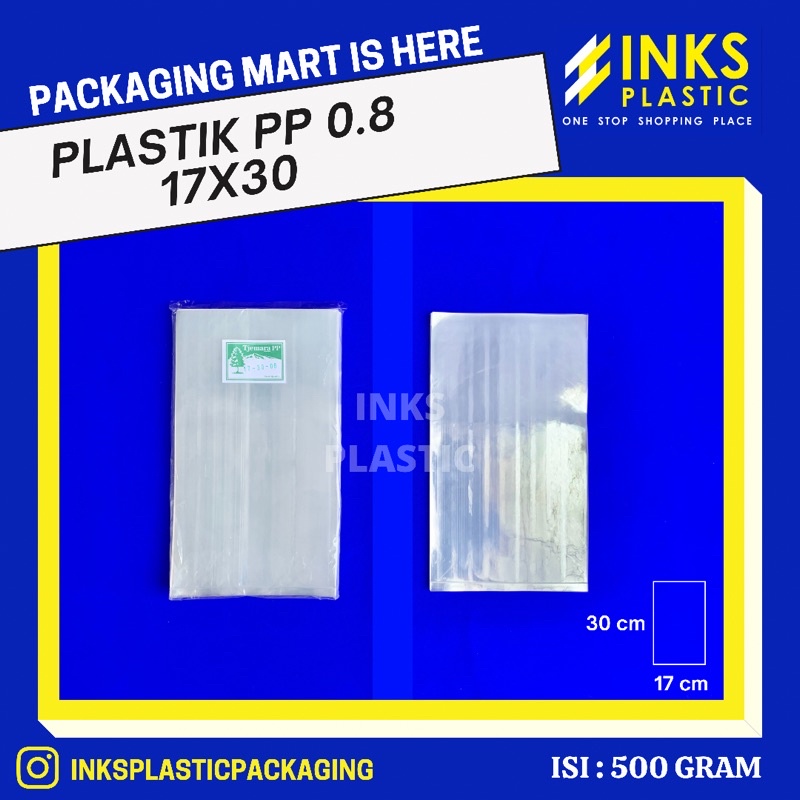 

PLASTIK PP BENING TEBAL 17x30 0.8/08/0,8 (500 GRAM)