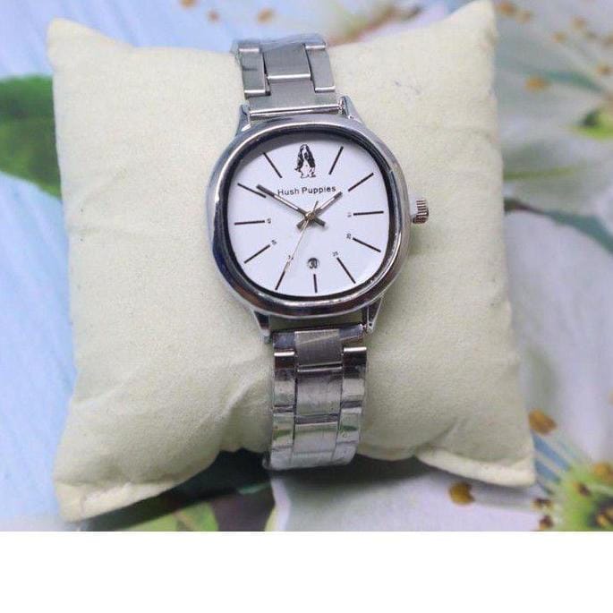 Jam Tangan Wanita Cewek Hush Puppies Rantai Oval Tanggal Aktif