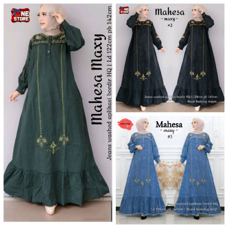 Mahesa gamis wanita bahan jeanswash